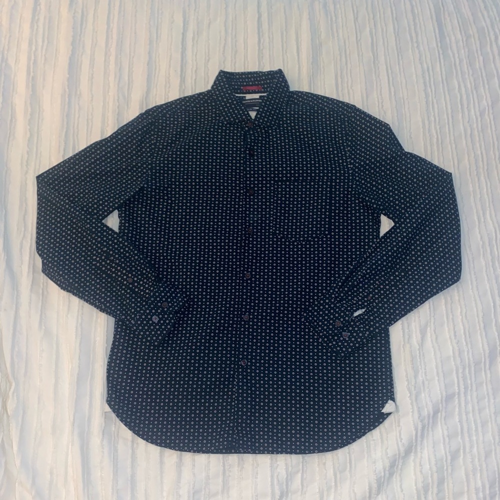 Navy blue patterned shirt